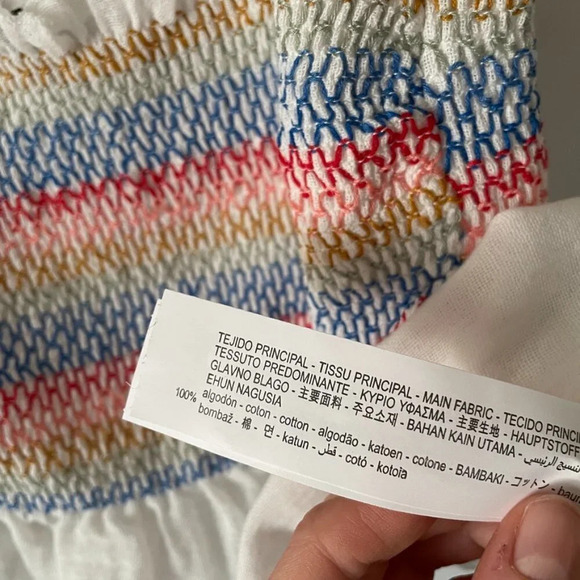 Zara Strappy Elasticized Smocked Top Rainbow Ecru NWT Size XS - Picture 9 of 10